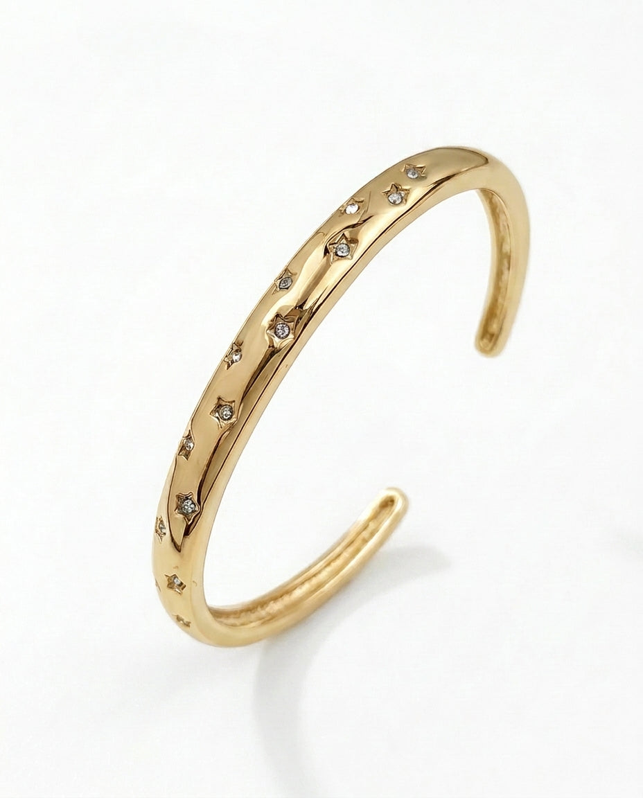 Celyssa Sienna Star Set Cuff Bracelet in Gold