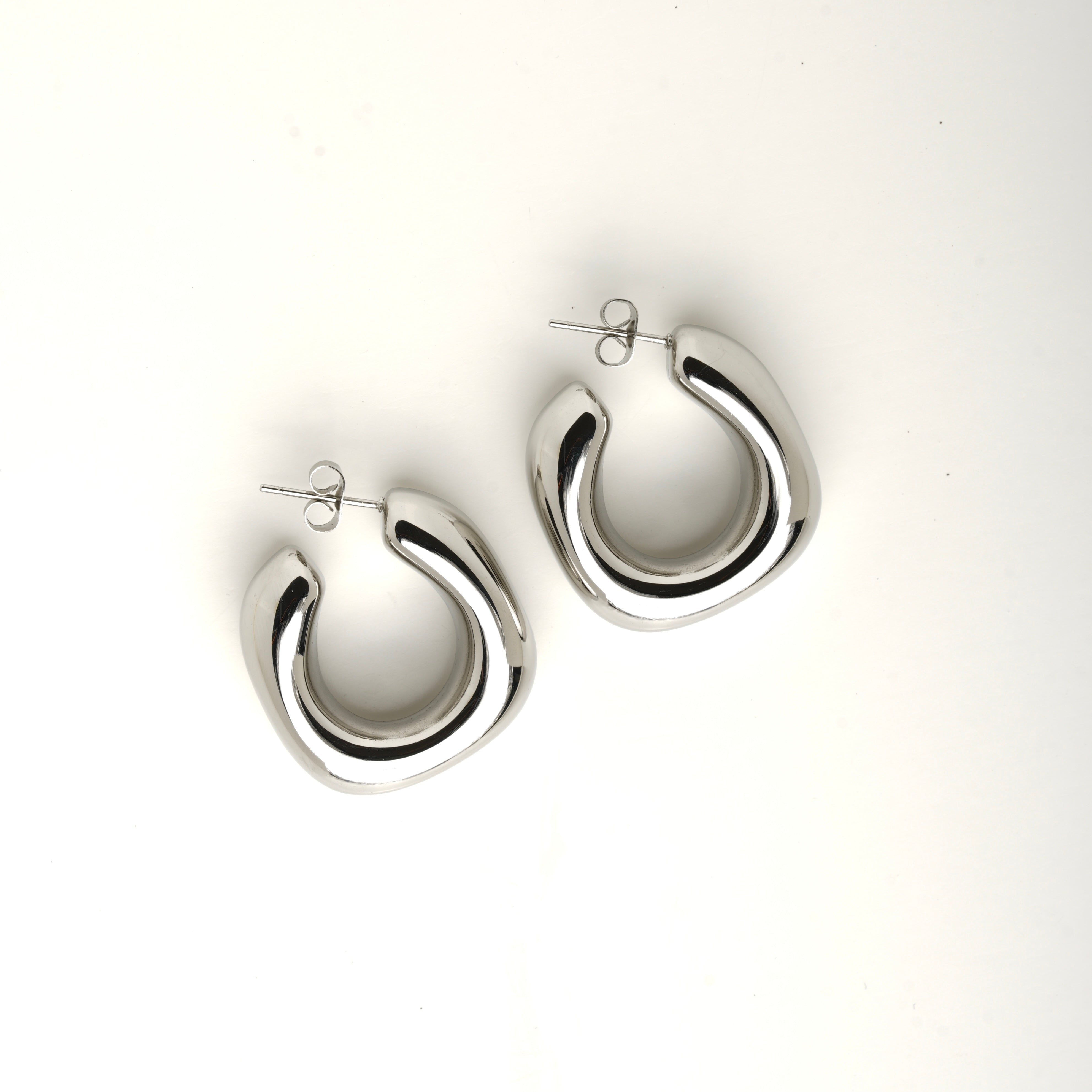 Celyssa Chunky Square Studded Hoop Earrings in Gold