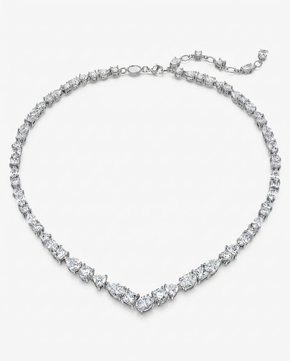 Celyssa Mixed Cut Crystal V Necklace