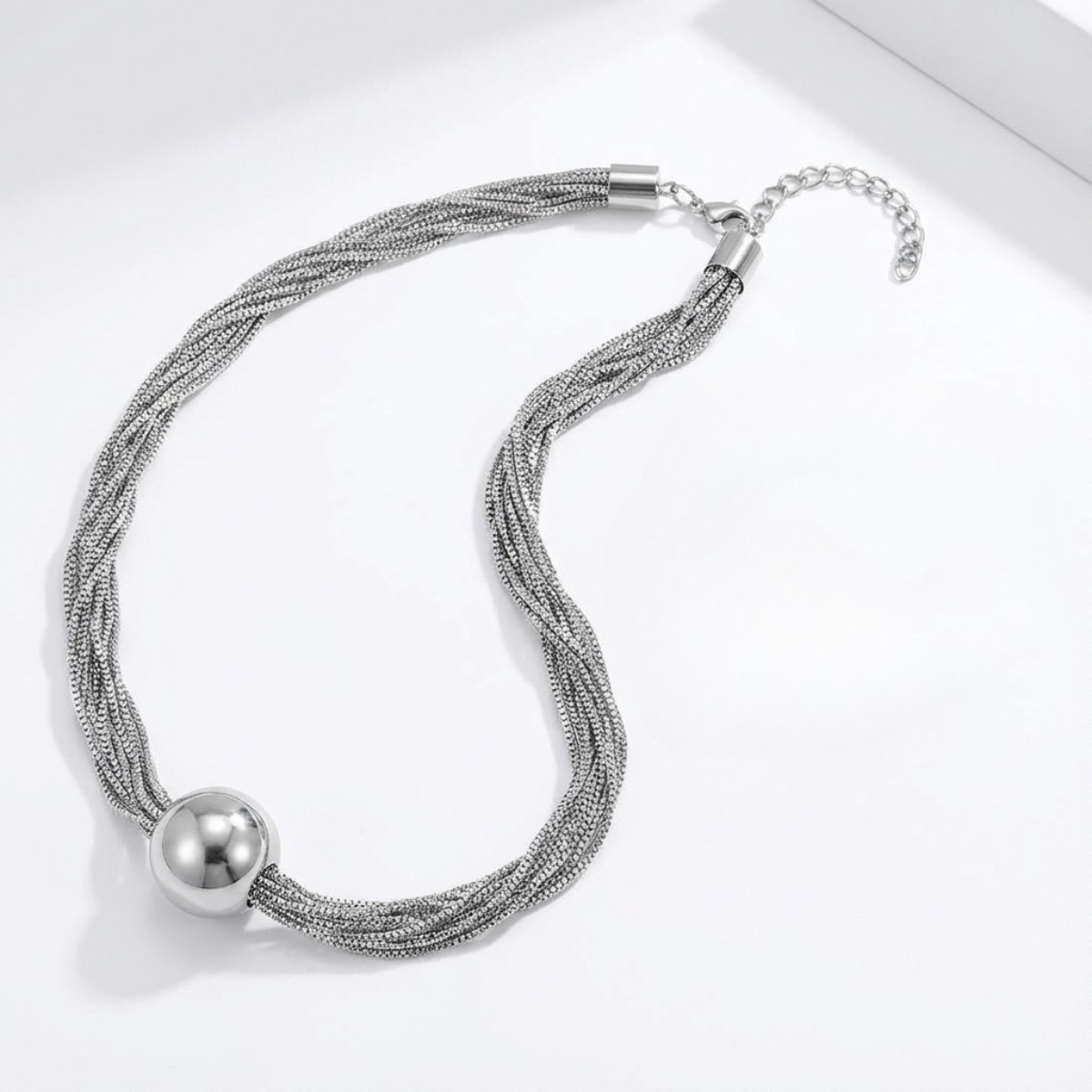 Celyssa Layered Necklace with Polished Ball Pendant
