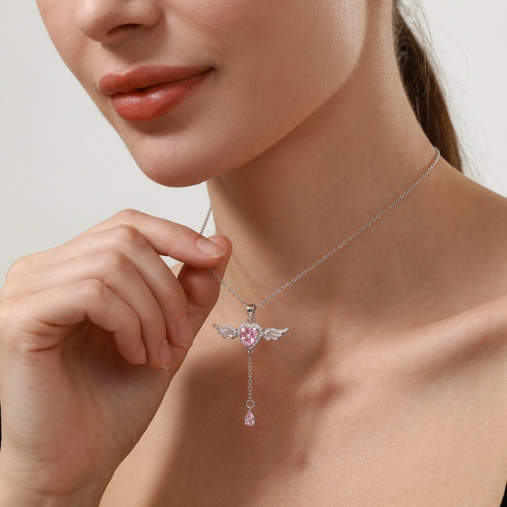 Celyssa Angel's Love Angel Wing Necklace in Silver