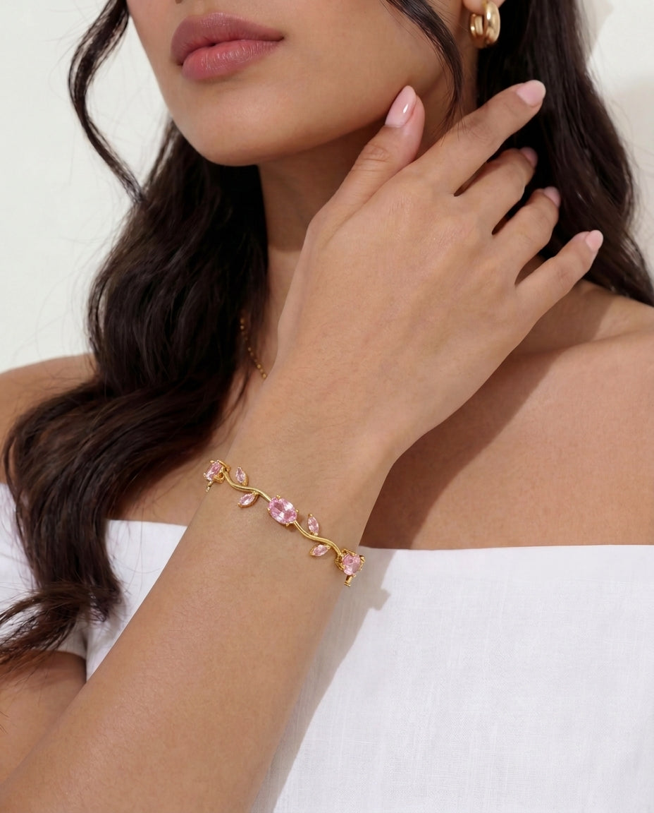 Celyssa Ottilie Vine Multicoloured Flower Bracelet in White