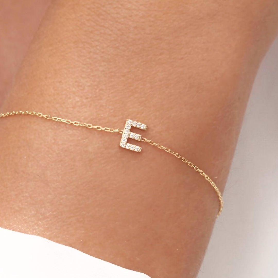 Celyssa The Original Initial Sapphire Letter Bracelet in 18K Gold Vermeil / E