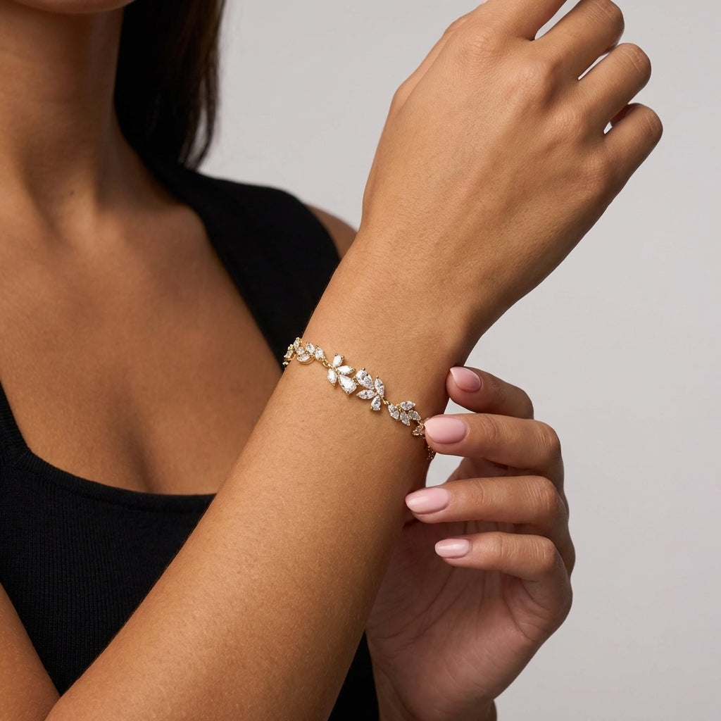 Celyssa Wisteria Whisper Flower Bracelet in Gold