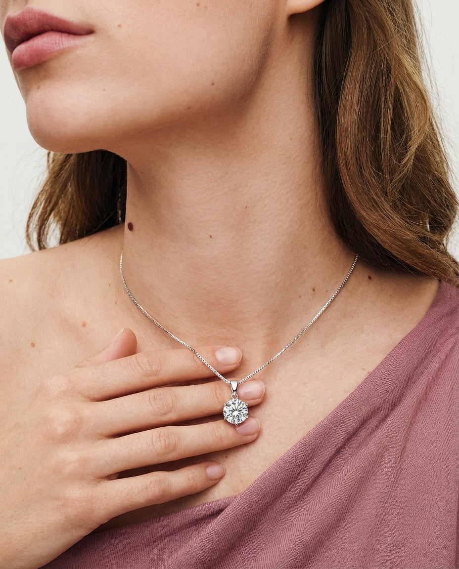 Celyssa Moissanite Pendant Necklace in Gold