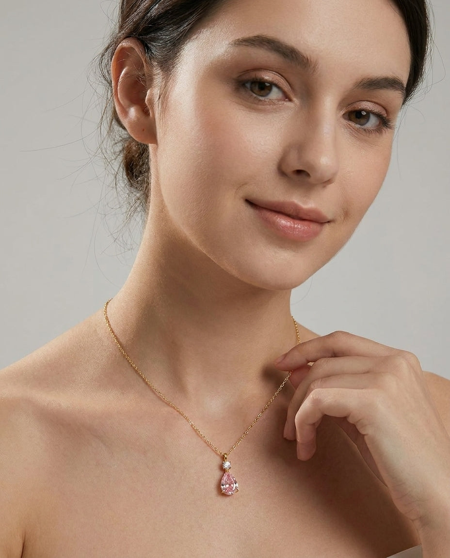 Celyssa Pink Heart Pendant Necklace