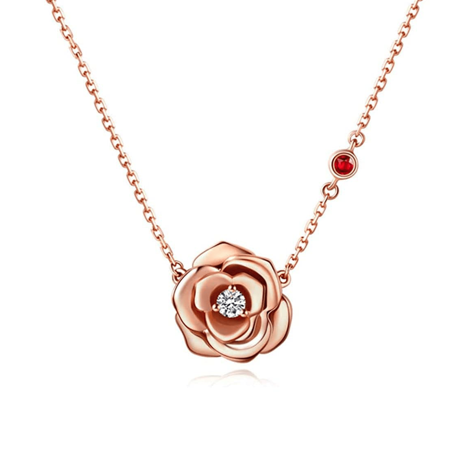 Celyssa My Rose 14K Rose Gold Pendant Necklace with Diamond & Ruby