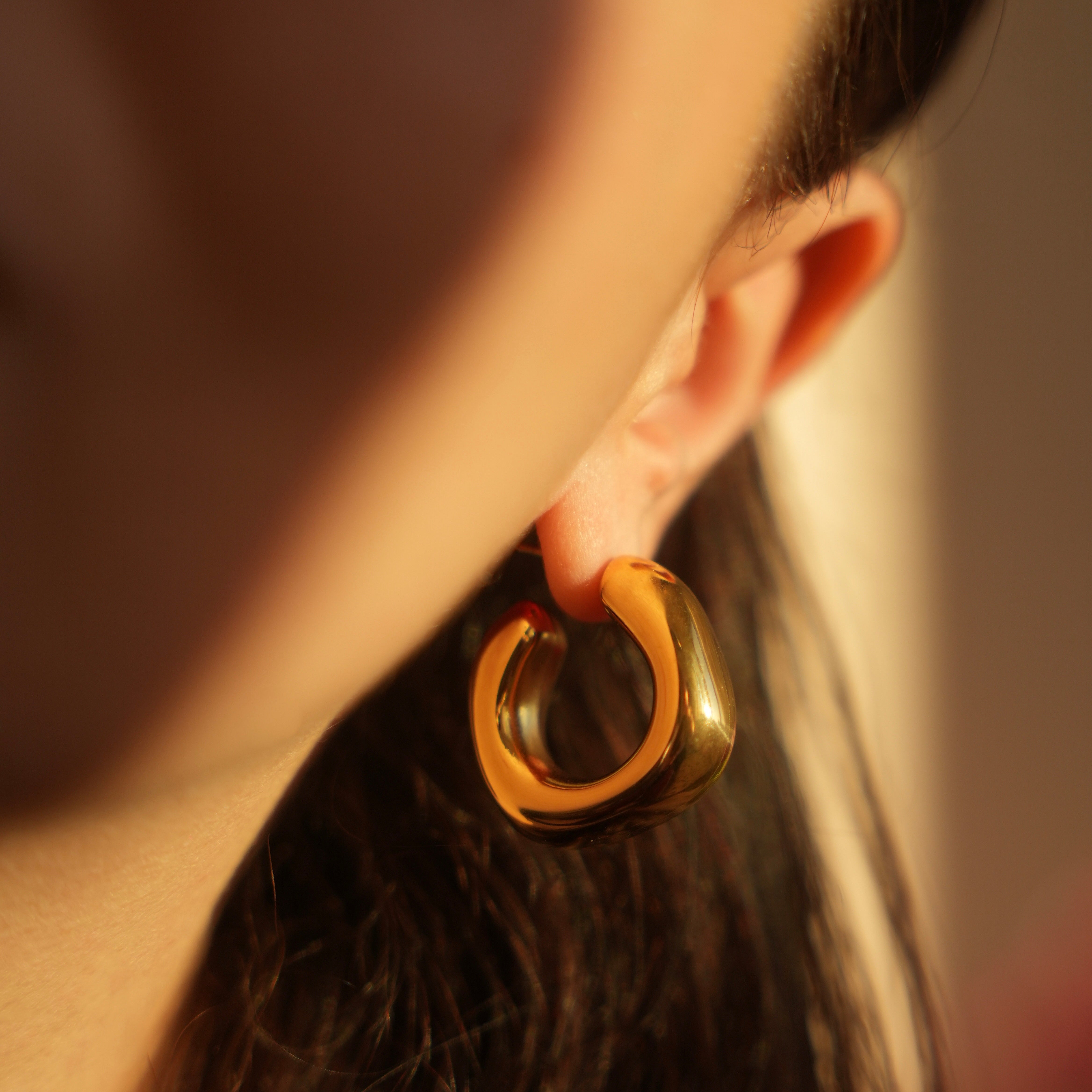Celyssa Chunky Square Studded Hoop Earrings in Silver