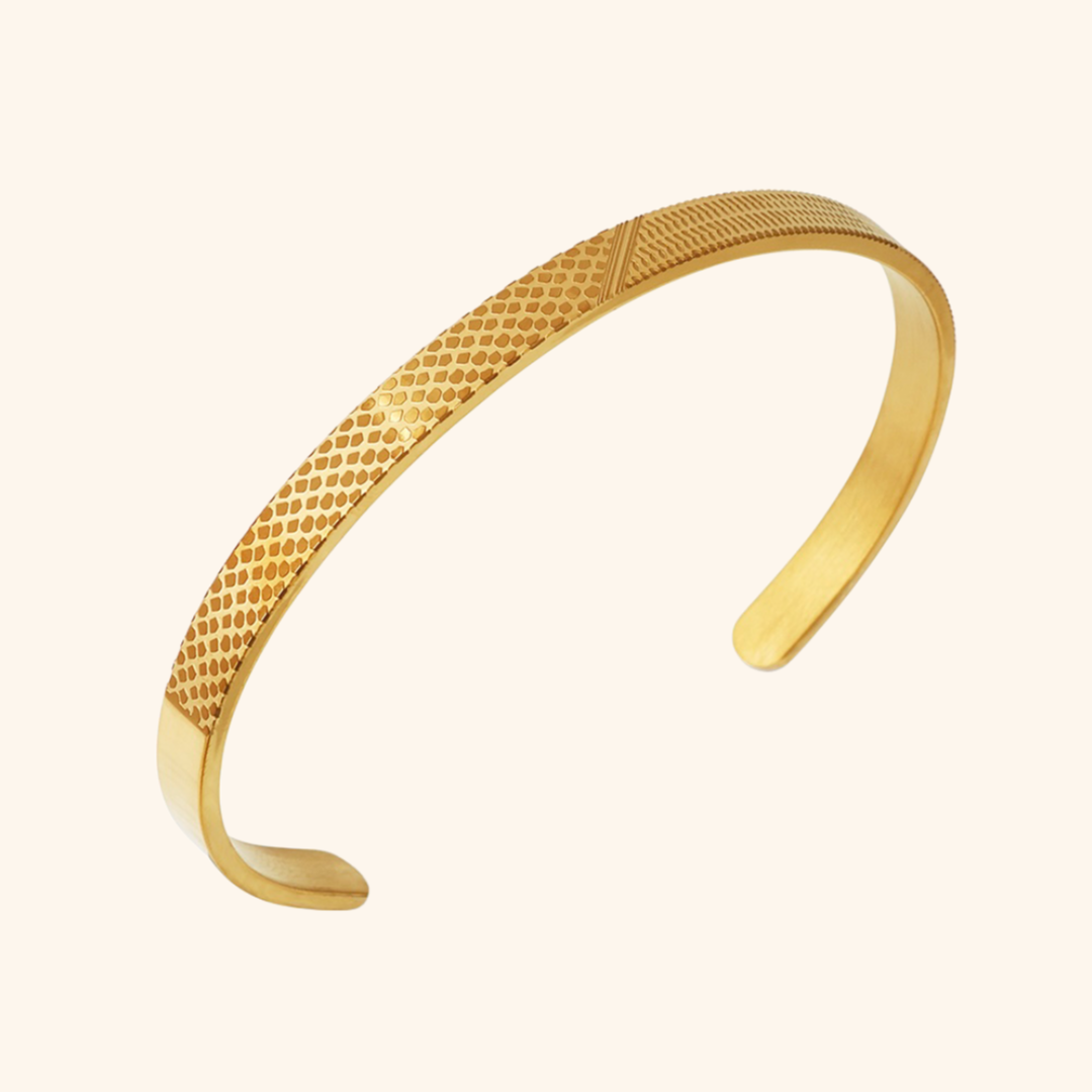 Celyssa Palestine Keffiyeh Heritage Cuff Bracelet in 18K Gold Plated
