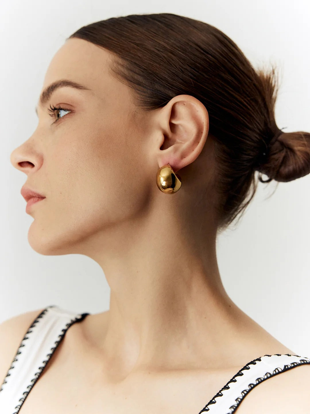 Celyssa Crescent Dome Drop Earrings in Silver