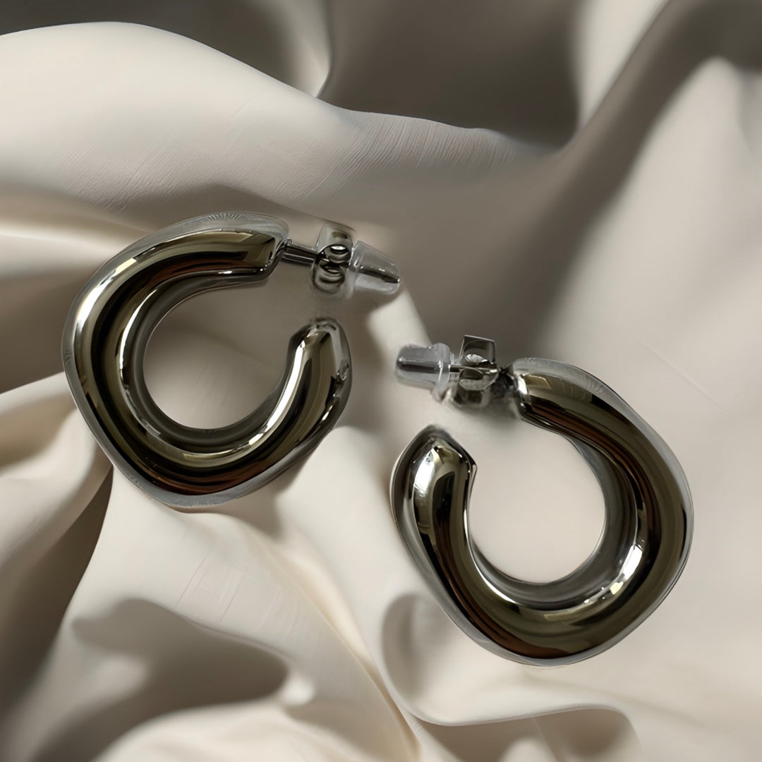 Celyssa Chunky Square Studded Hoop Earrings