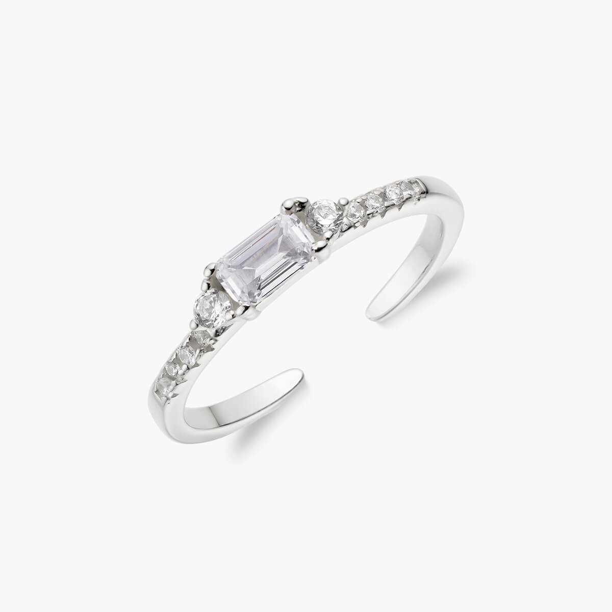 Celyssa Crystal Air Open Ring in Platinum