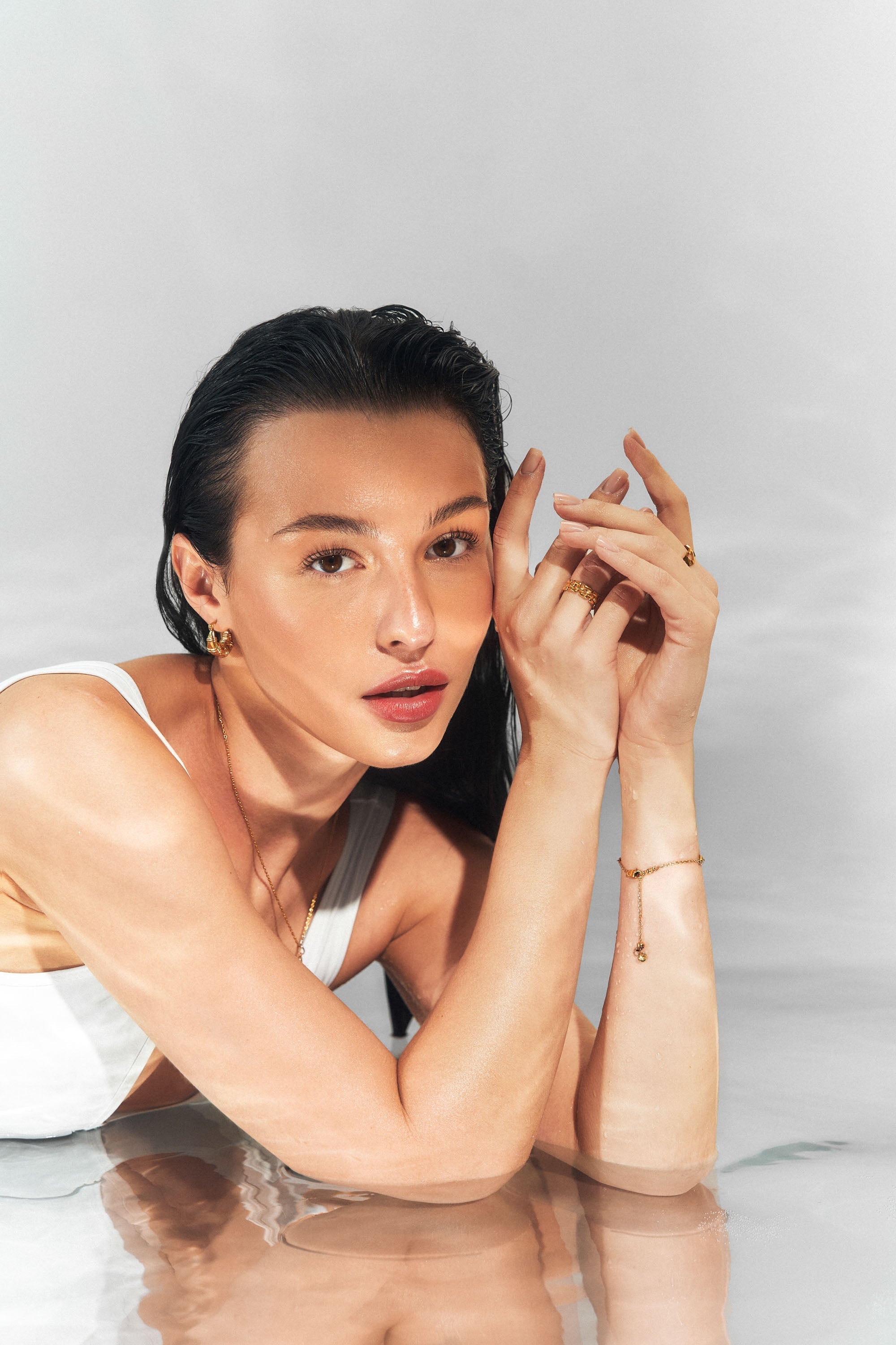 Celyssa Chunky Teardrop Ringed Hoop Earrings