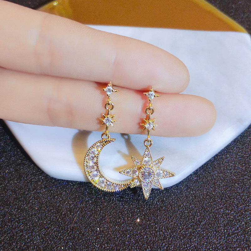 Celyssa Crystal Moon & Star Drop Earrings
