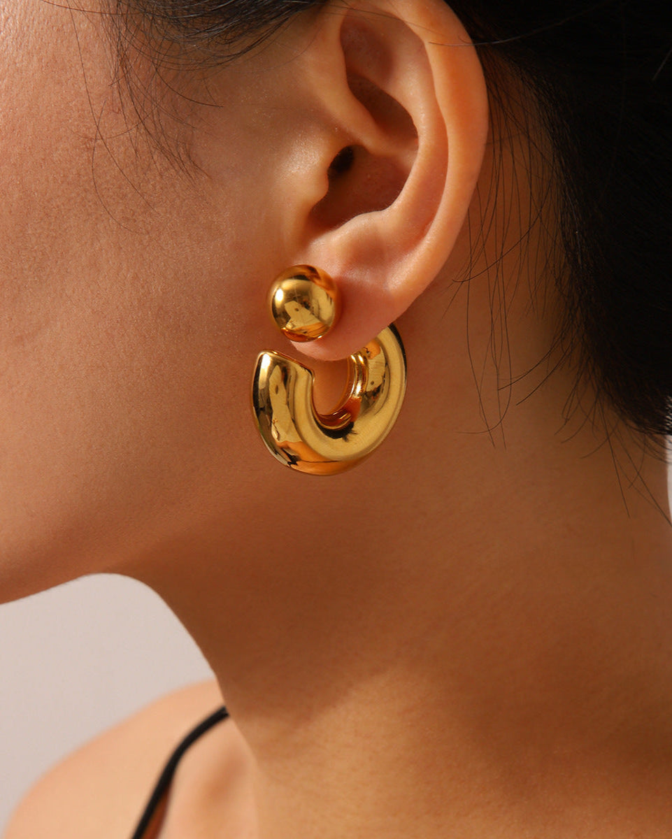 Celyssa Chunky C Shaped Earrings in Gold + Silver