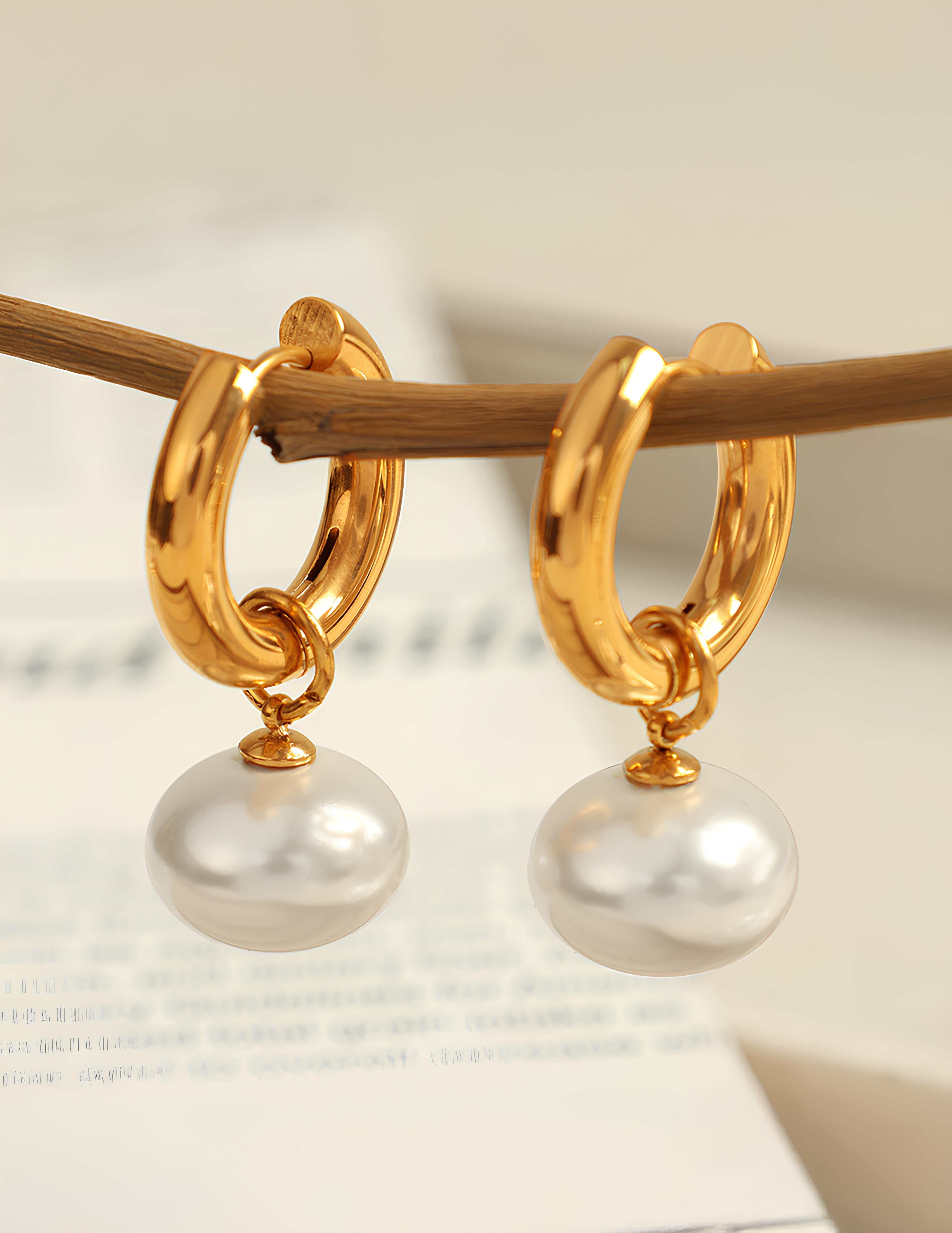 Celyssa Opaline Pearl Drop Hoop Earrings