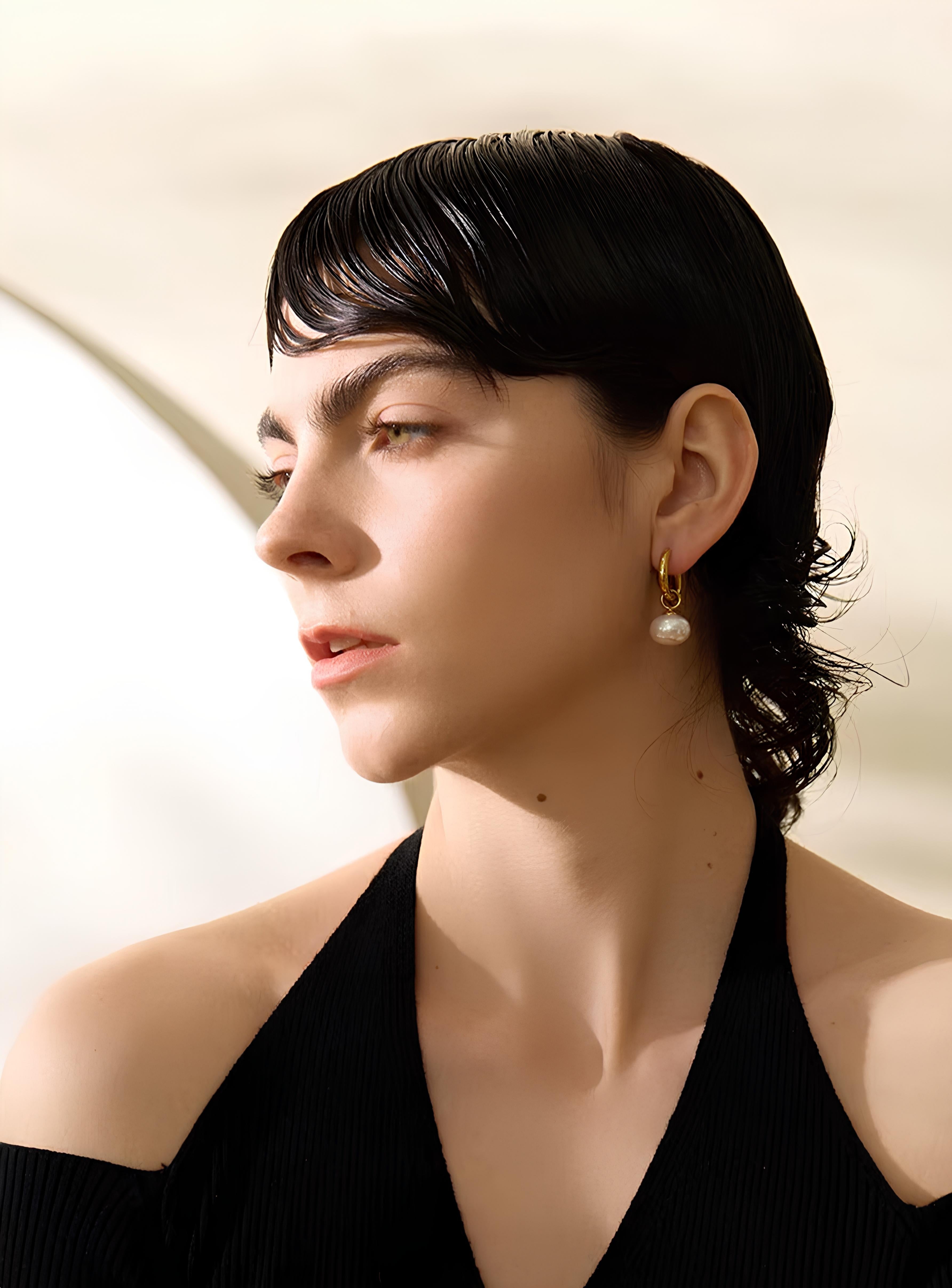 Celyssa Opaline Pearl Drop Hoop Earrings