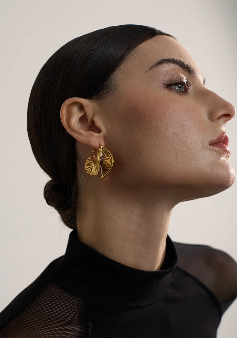 Celyssa Spiral Flow Sculptural Drop Earrings in Silver
