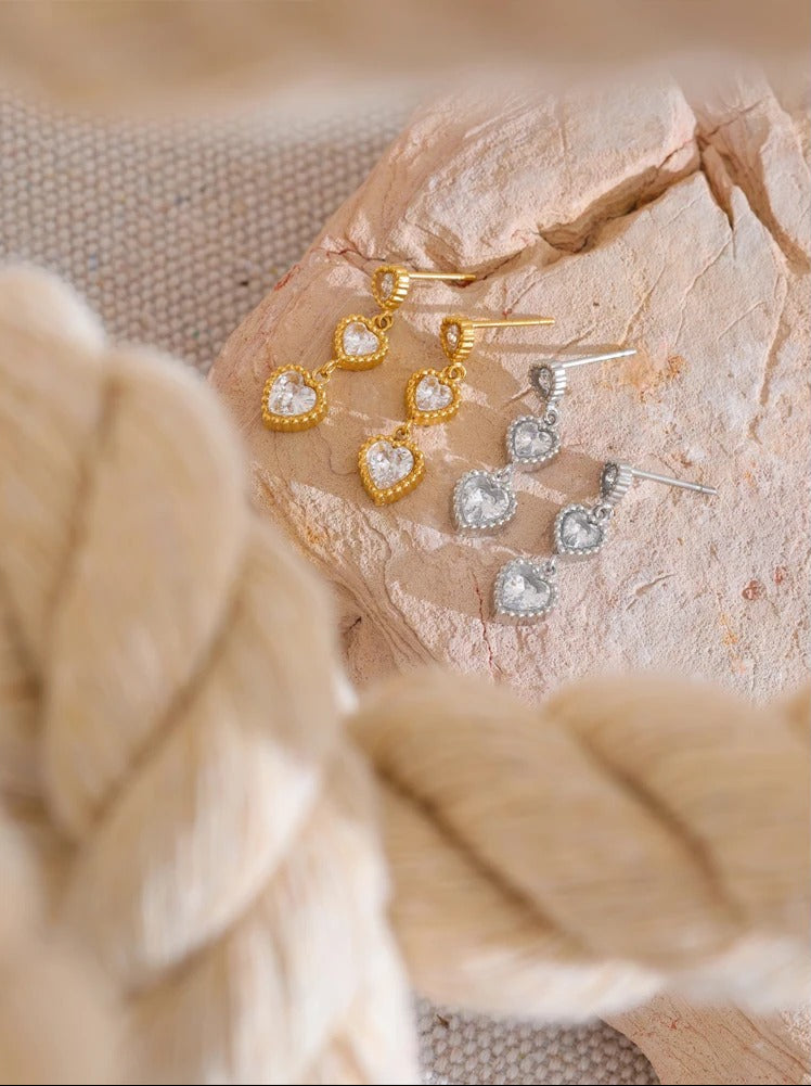 Celyssa Zirconia Trinity of Hearts Earrings