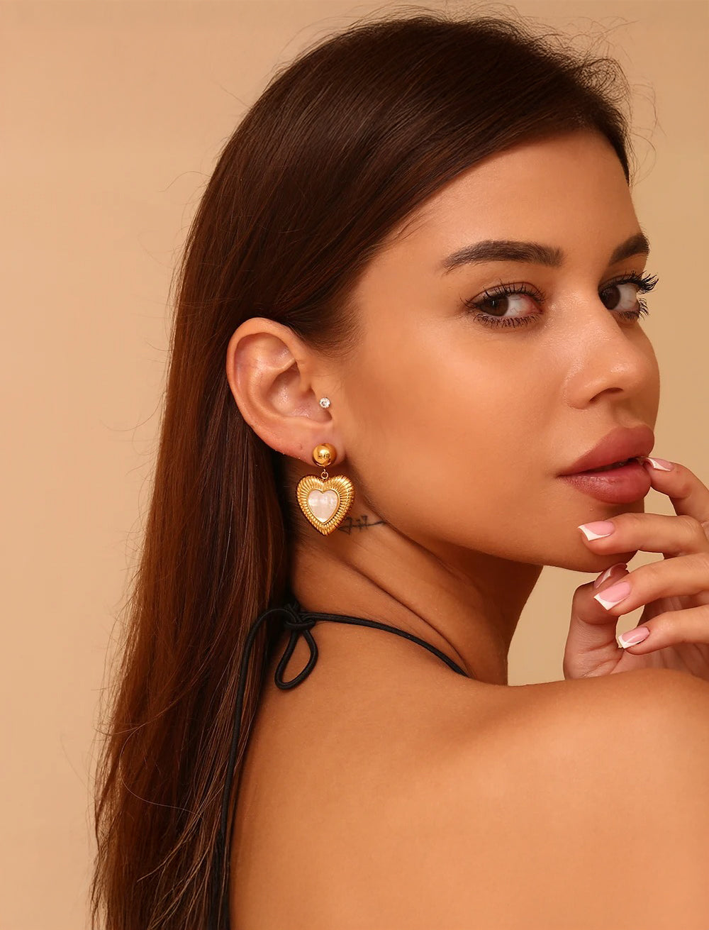 Celyssa Heartfall Heart Drop Earrings with Pearl