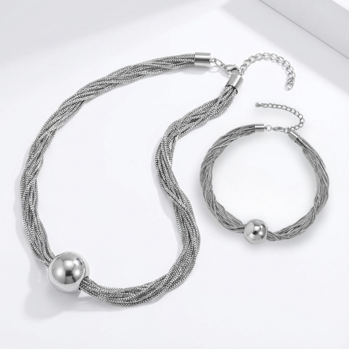 Celyssa Layered Necklace with Polished Ball Pendant