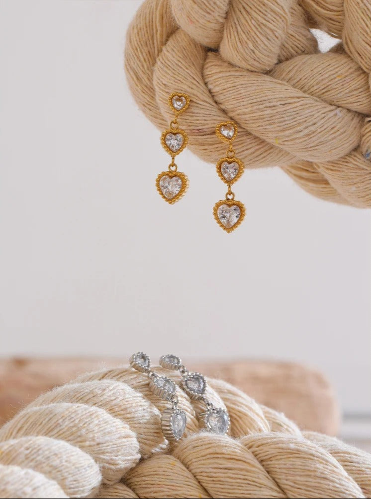 Celyssa Zirconia Trinity of Hearts Earrings