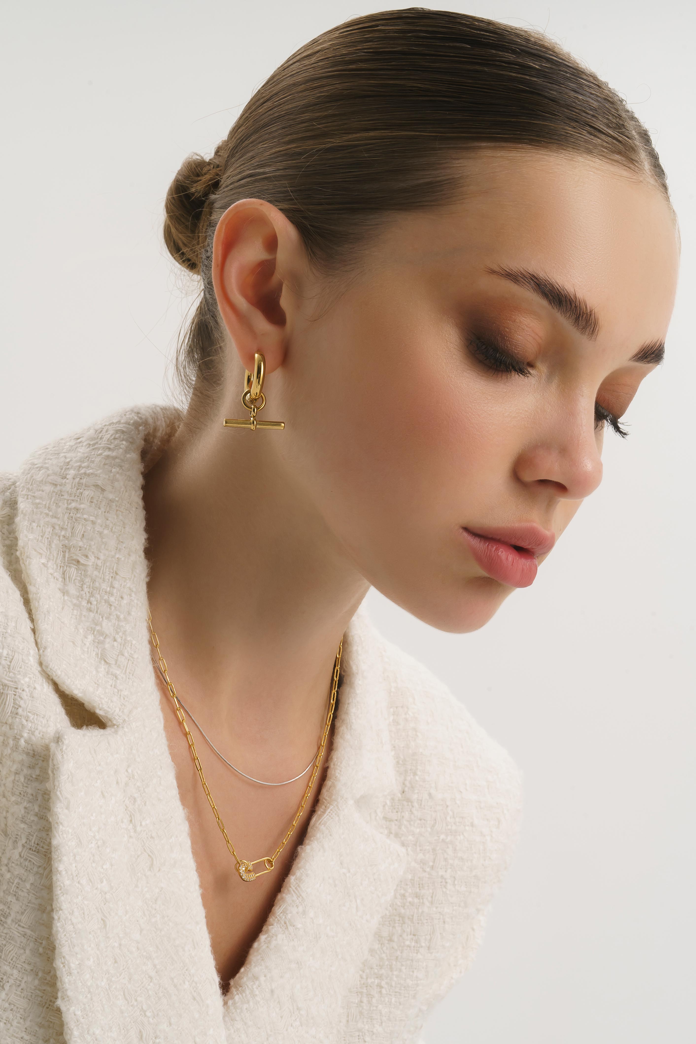Celyssa Chunky T Bar Hoop Earrings