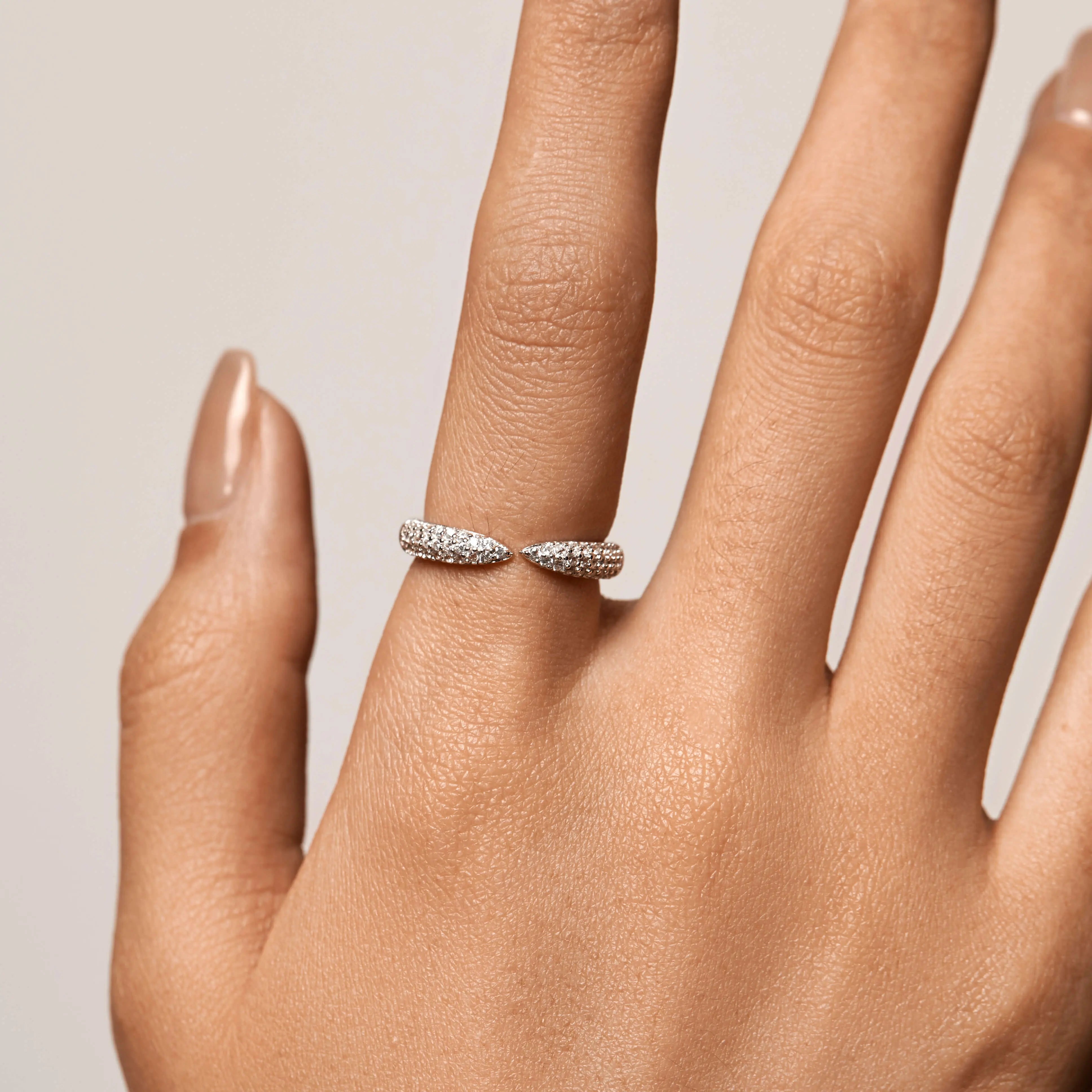 Celyssa Crystal Claw Stacking Ring in Platinum