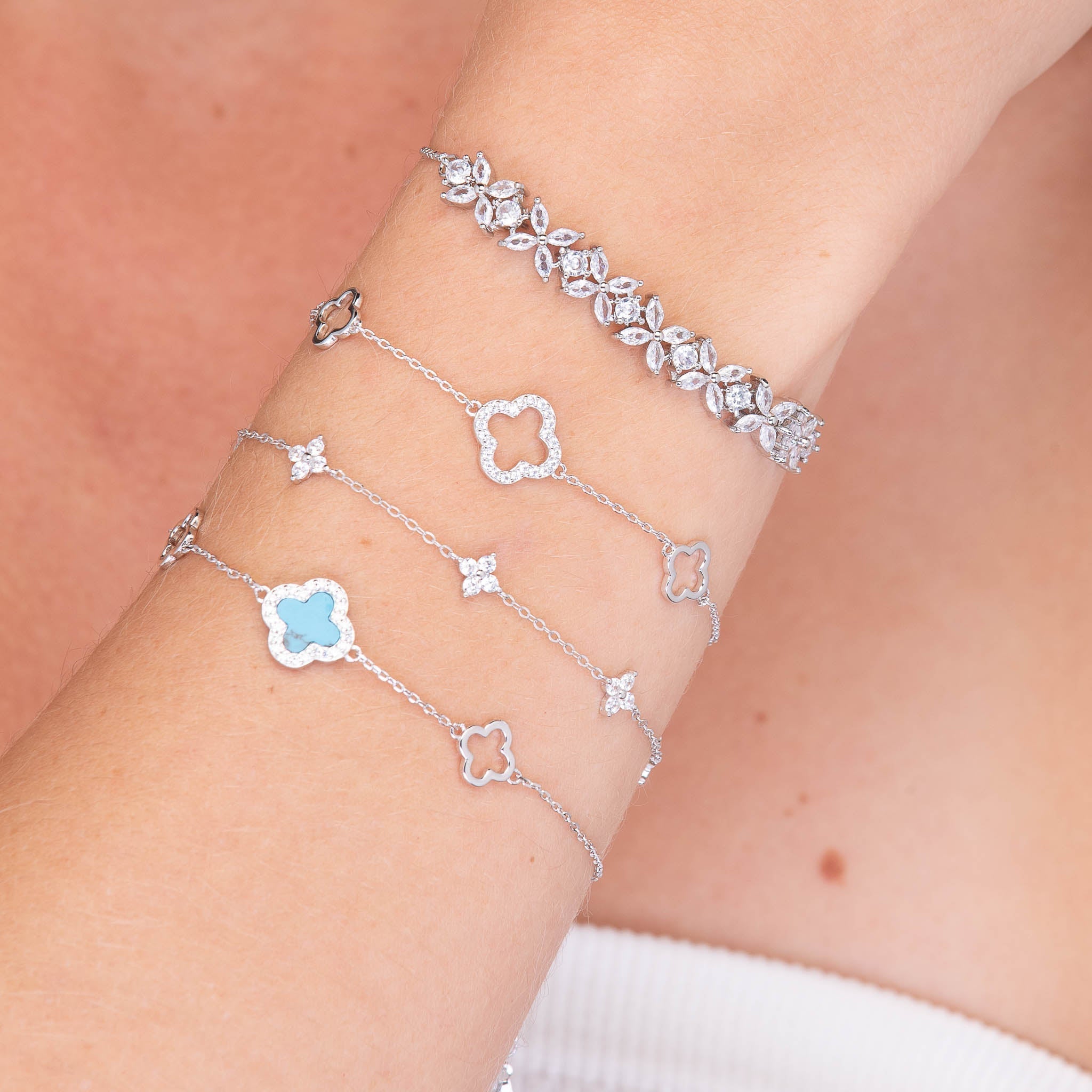 Celyssa Clover Station Chain Bracelet