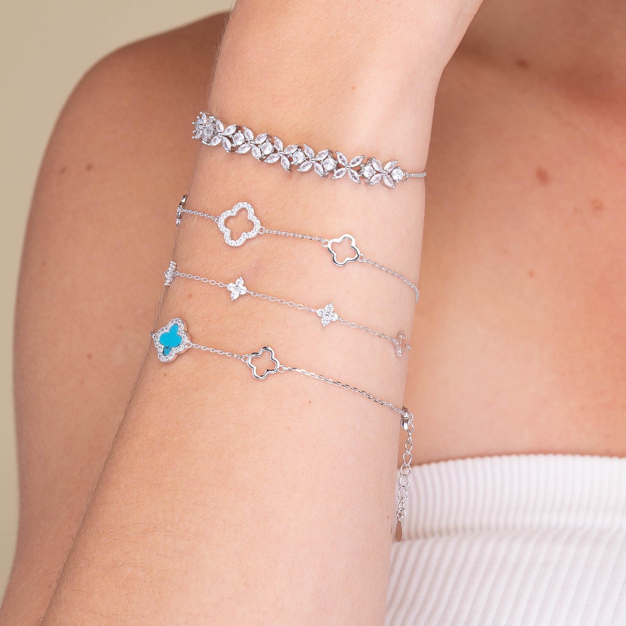 Celyssa Clover Station Chain Bracelet