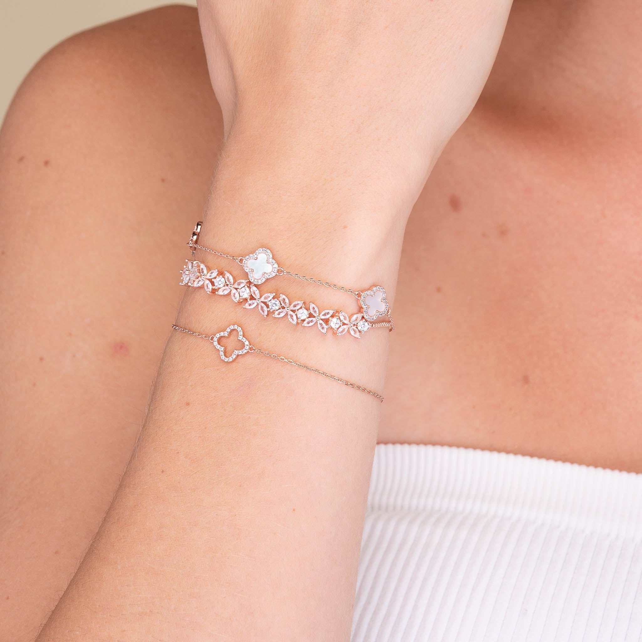 Celyssa Mother of Pearl & Sapphire Clover Bracelet