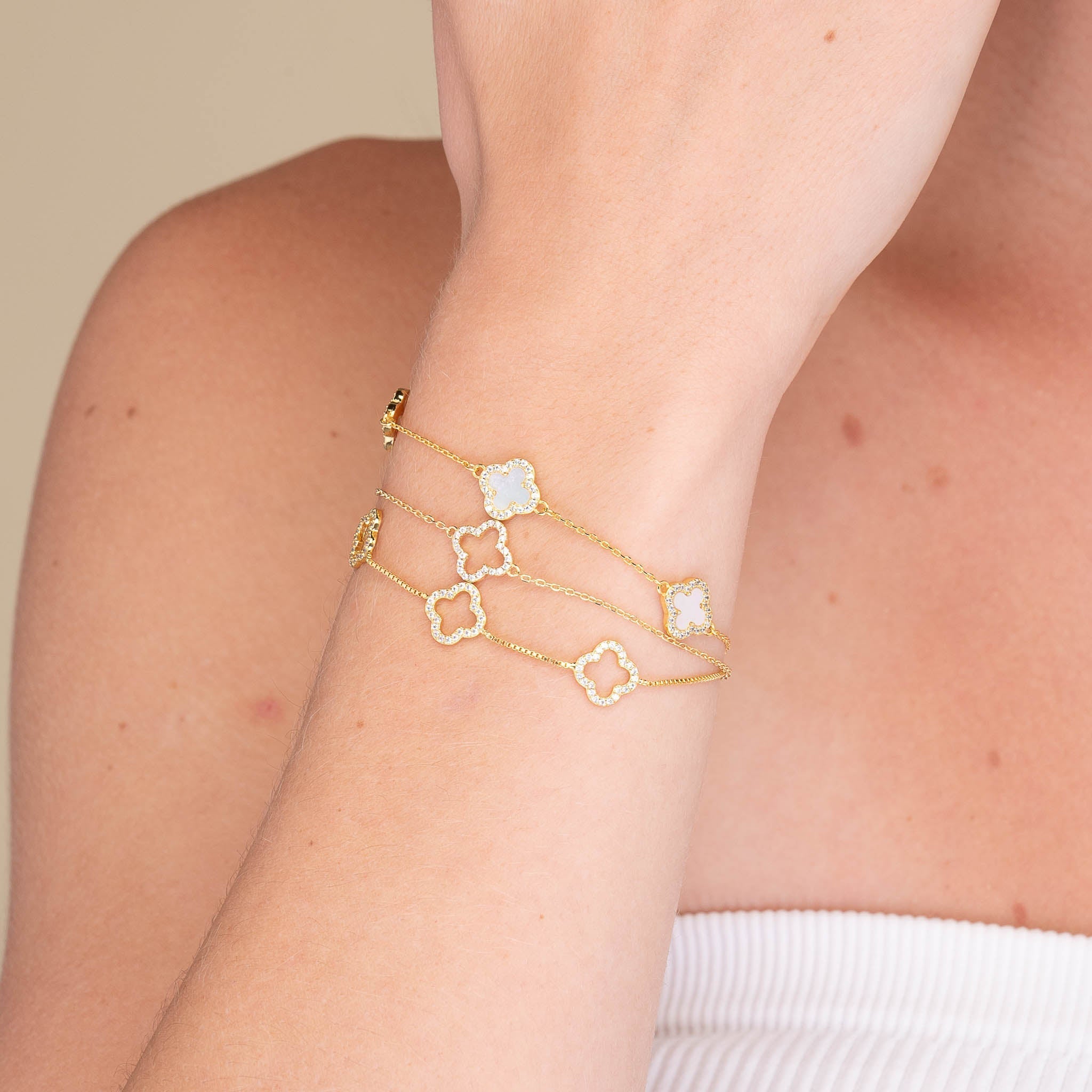 Celyssa Mother of Pearl & Sapphire Clover Bracelet