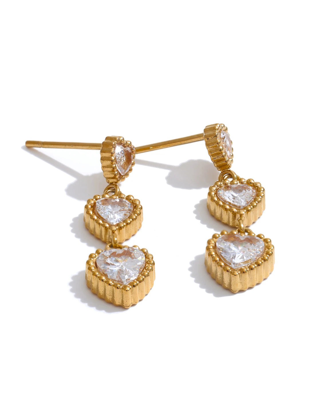 Celyssa Zirconia Trinity of Hearts Earrings