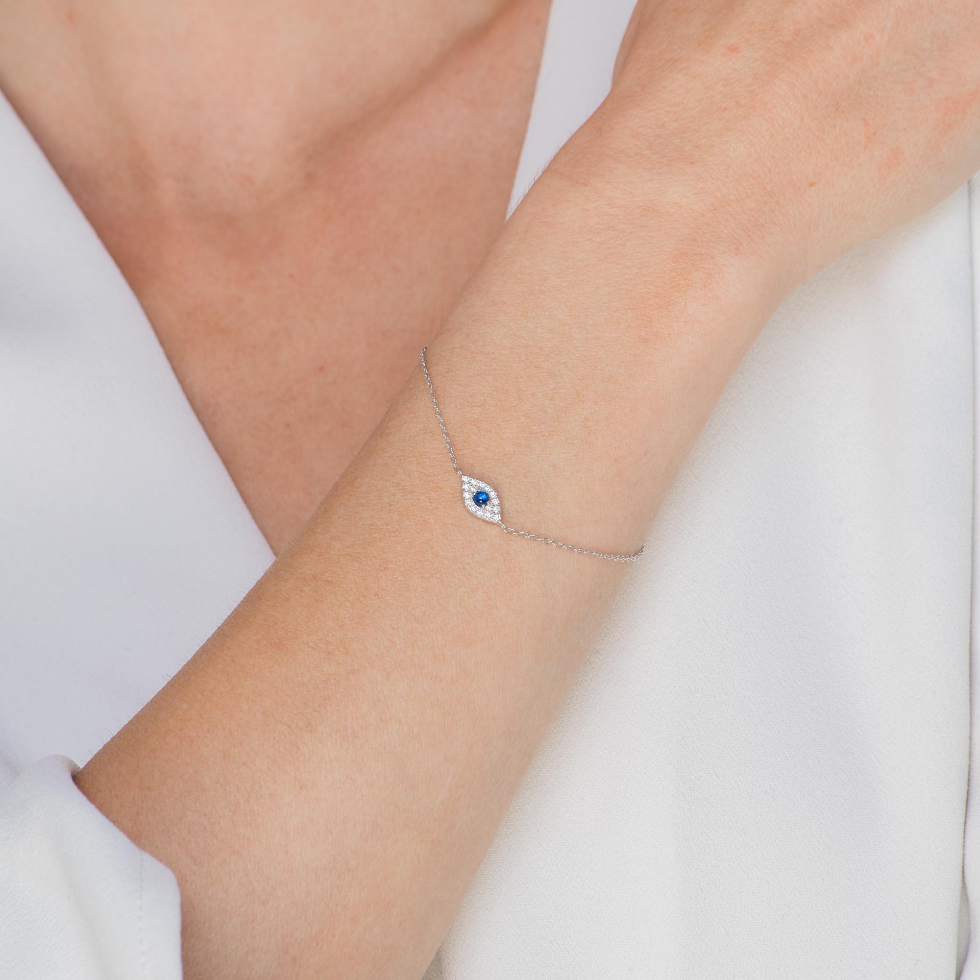 Celyssa Pavé Evil Eye Chain Bracelet