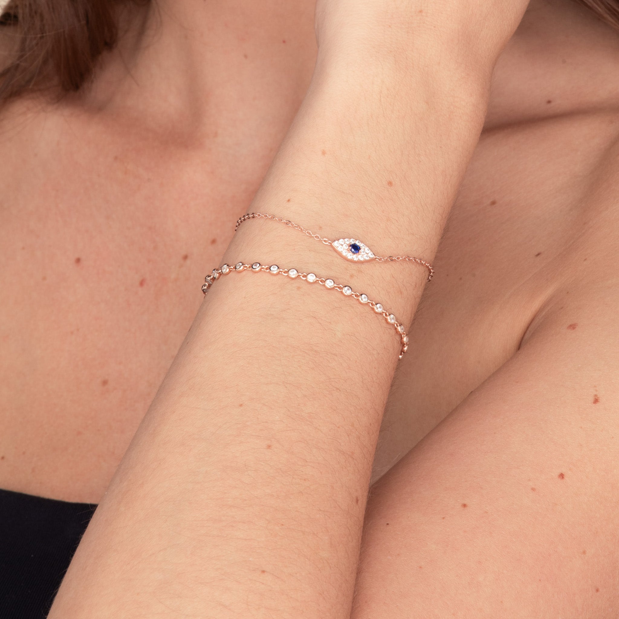 Celyssa Pavé Evil Eye Chain Bracelet
