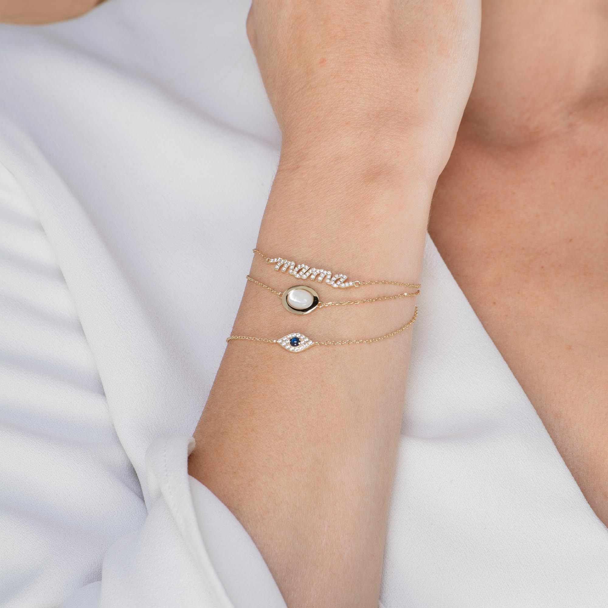 Celyssa Pavé Evil Eye Chain Bracelet