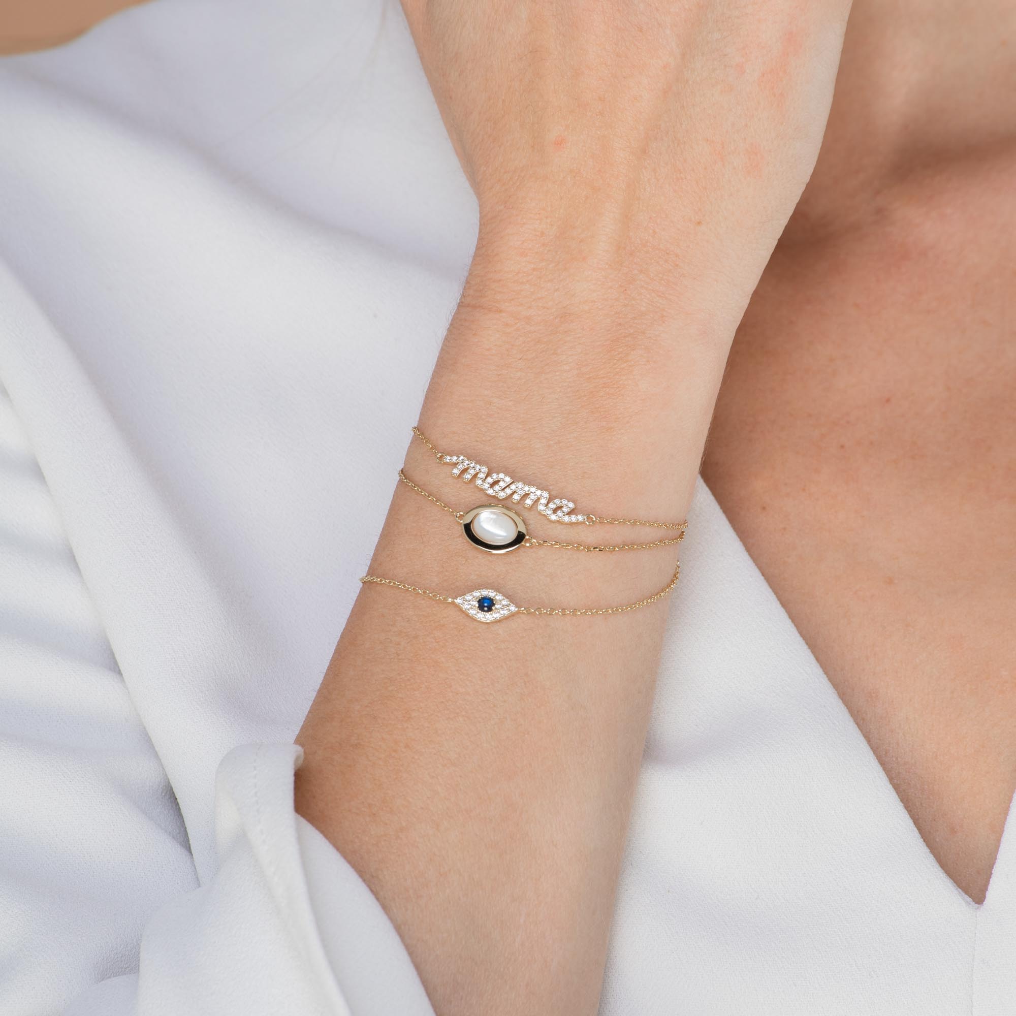 Celyssa Pavé Evil Eye Chain Bracelet