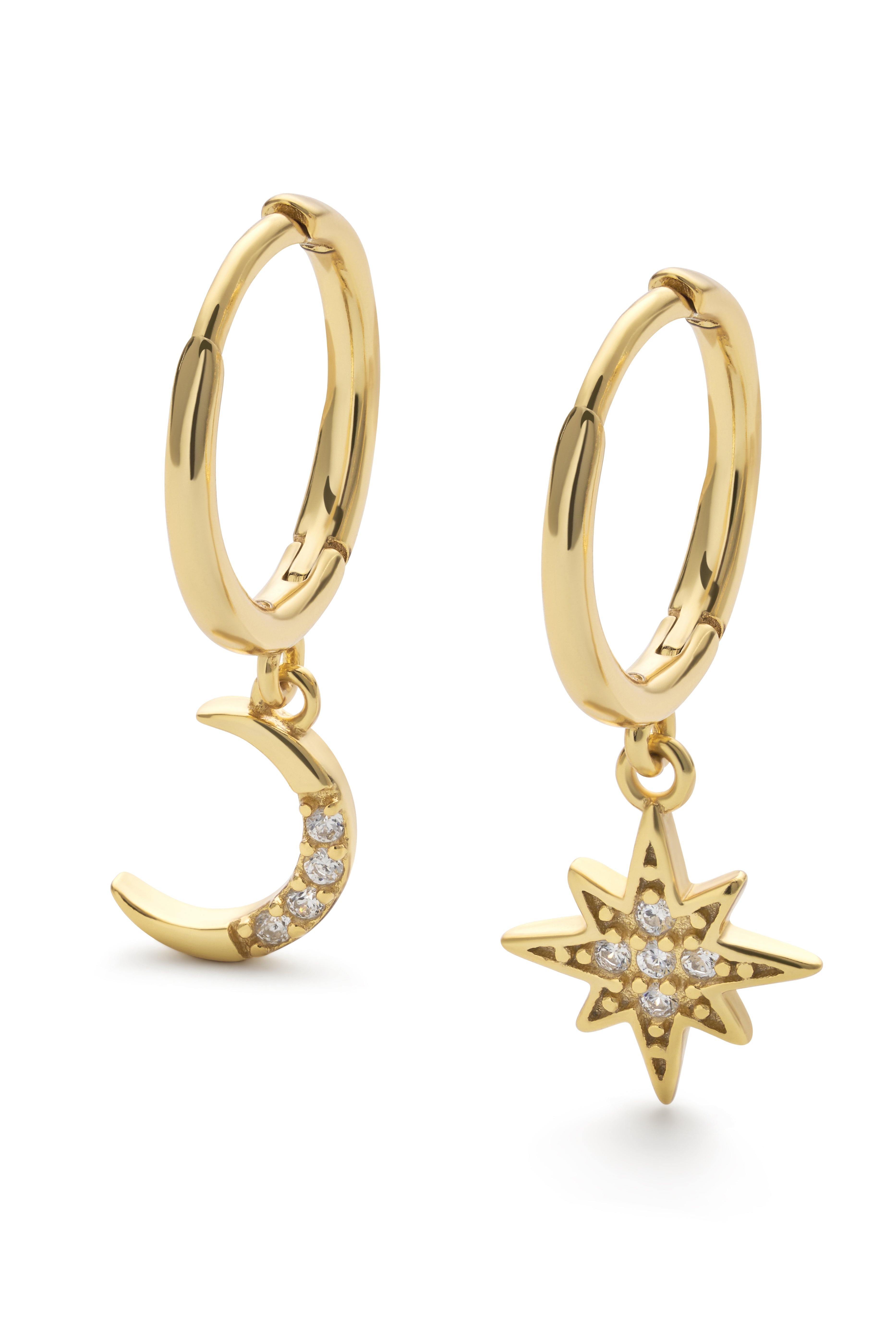 Celyssa Star & Crescent Moon Dangle Earrings