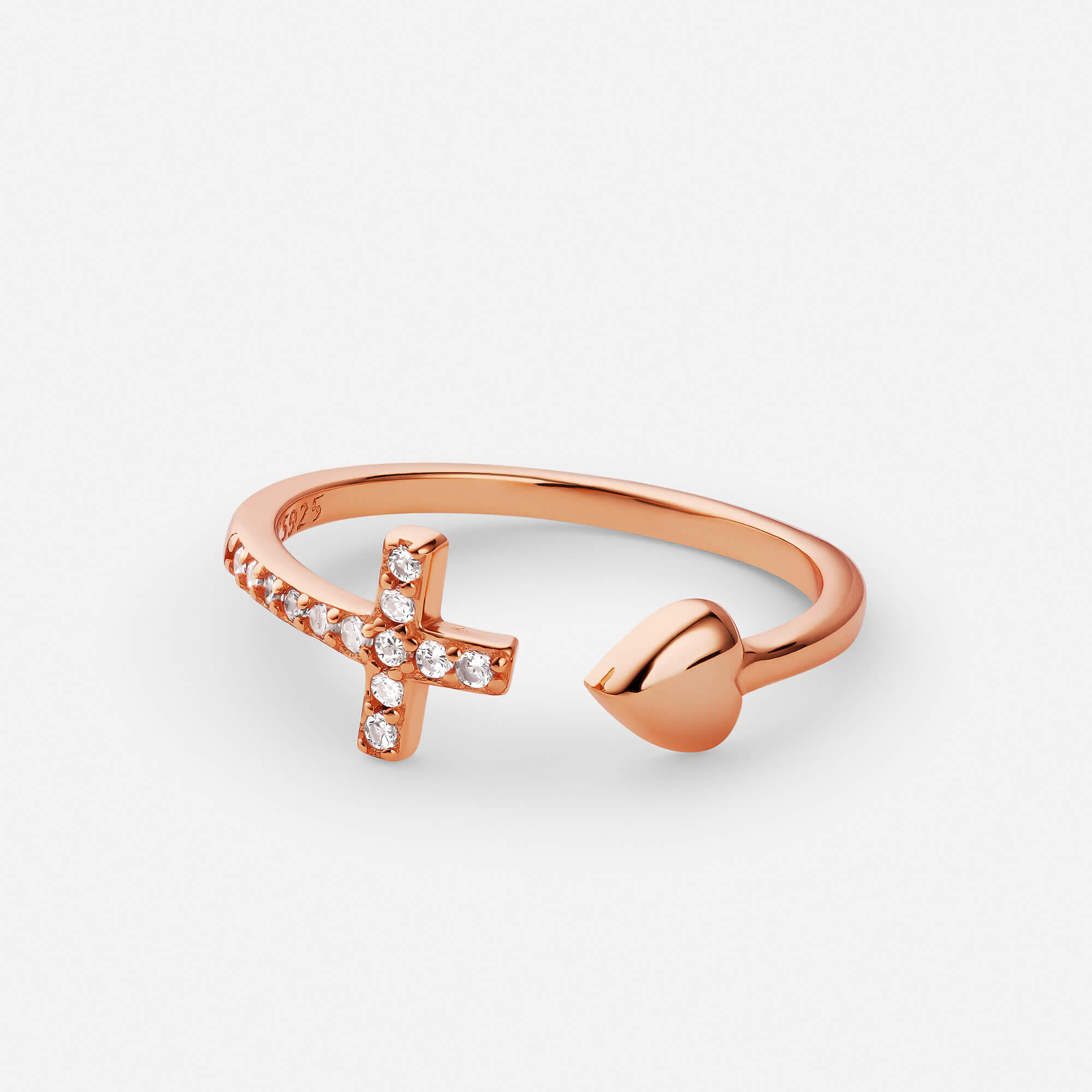 Celyssa Heart Cross Adjustable Ring