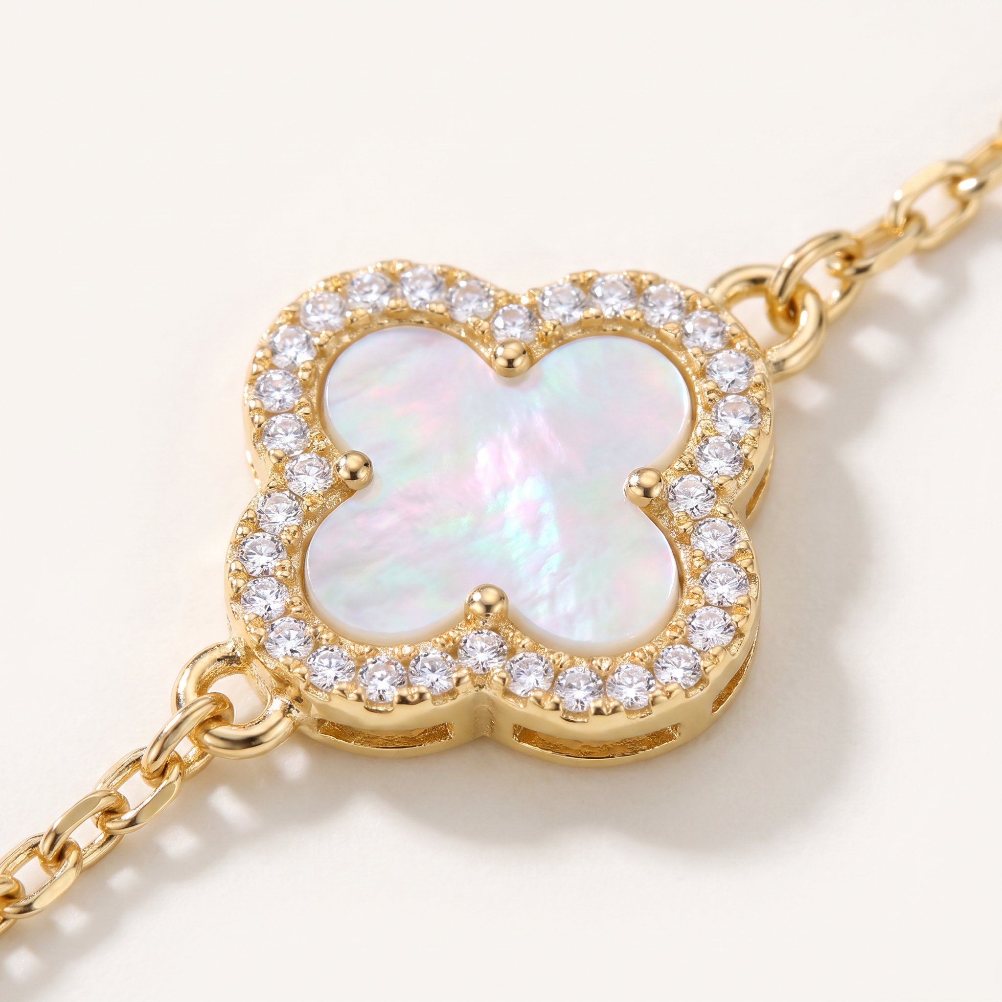 Celyssa Mother of Pearl & Sapphire Clover Bracelet