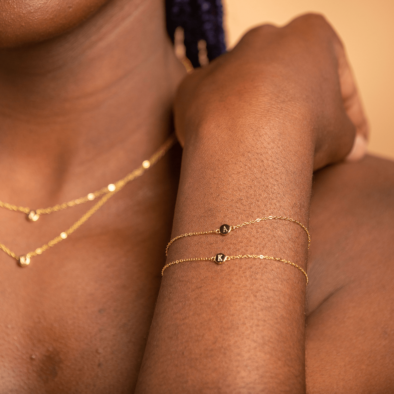 Celyssa Initial Letter Dot Bracelet in 18K Gold Vermeil / C