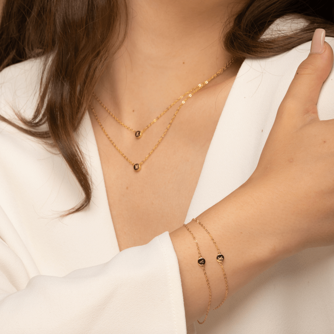 Celyssa Initial Letter Dot Bracelet in 18K Gold Vermeil / D