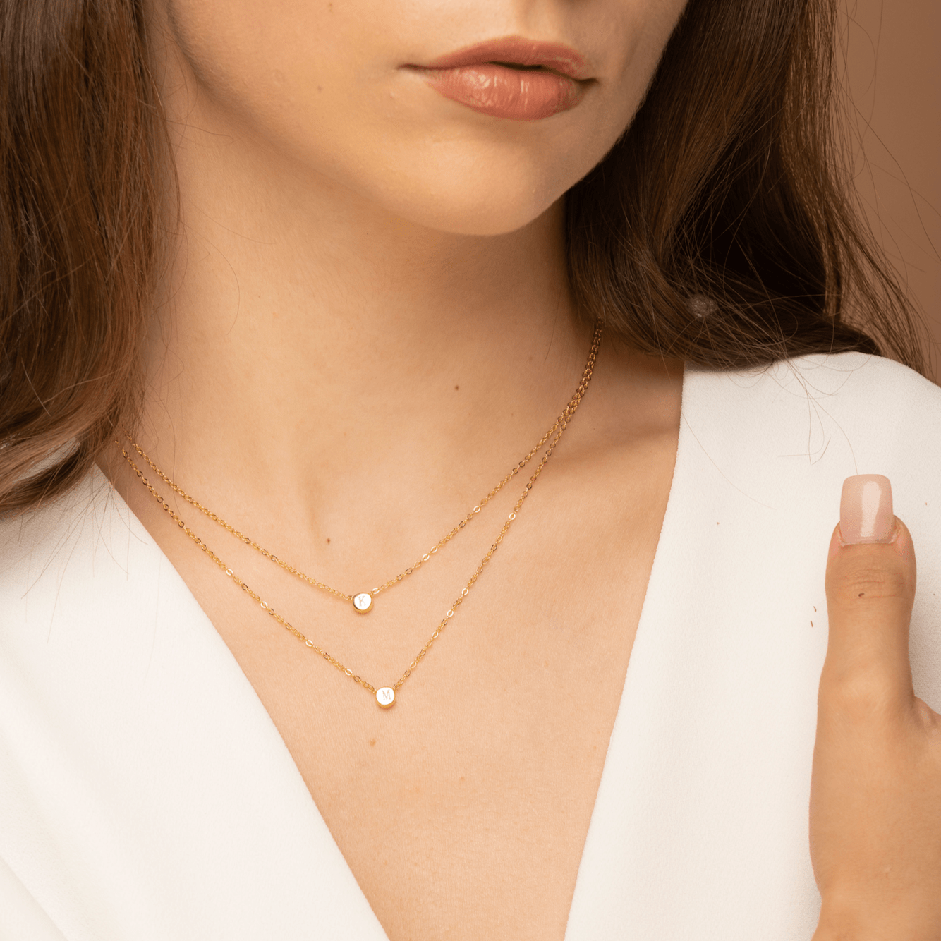 Celyssa Initial Letter Dot Necklace in 18K Gold Vermeil / F