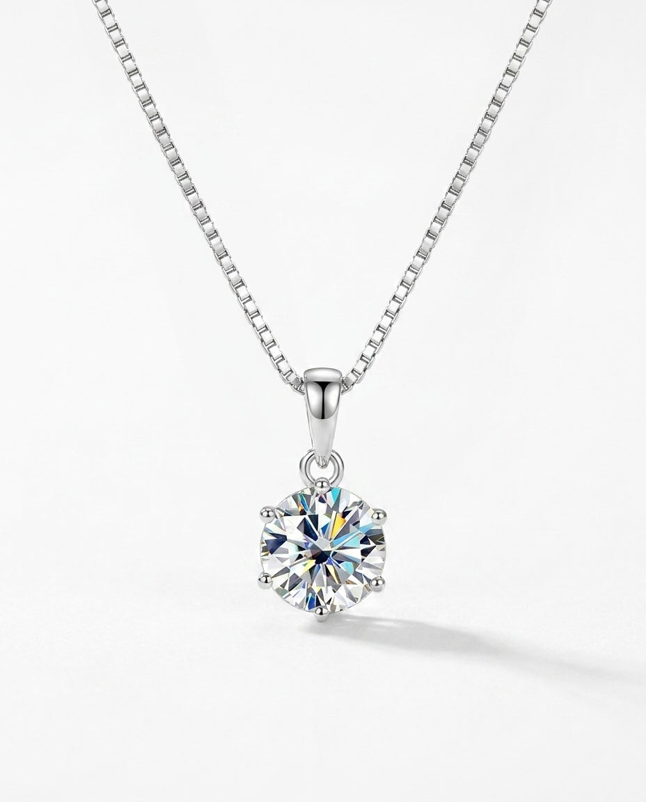 Celyssa Moissanite Pendant Necklace in Silver