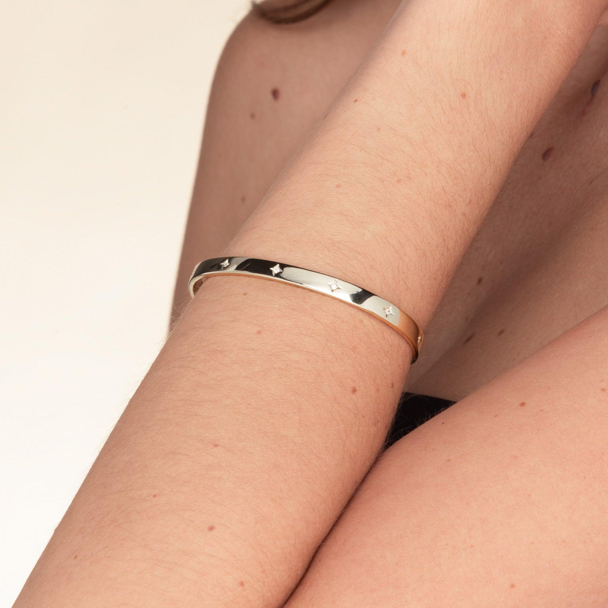 Celyssa North Star Bangle Bracelet in Silver