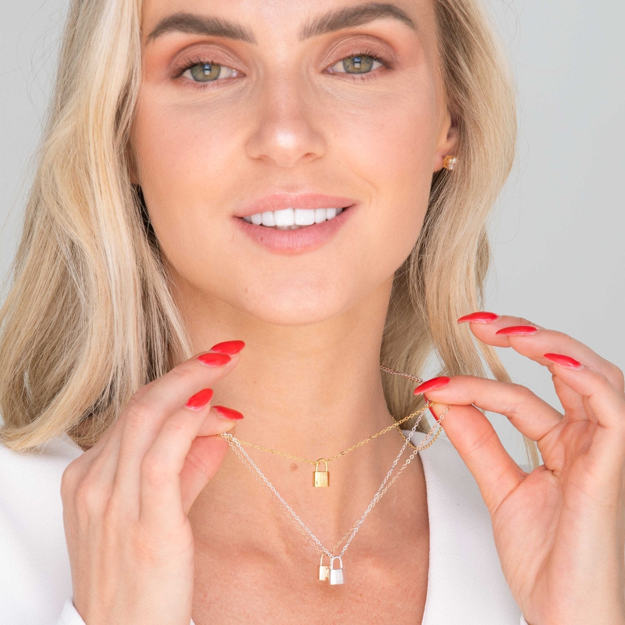 Celyssa Padlock Initial Letter Necklace in 18K Gold Vermeil / V