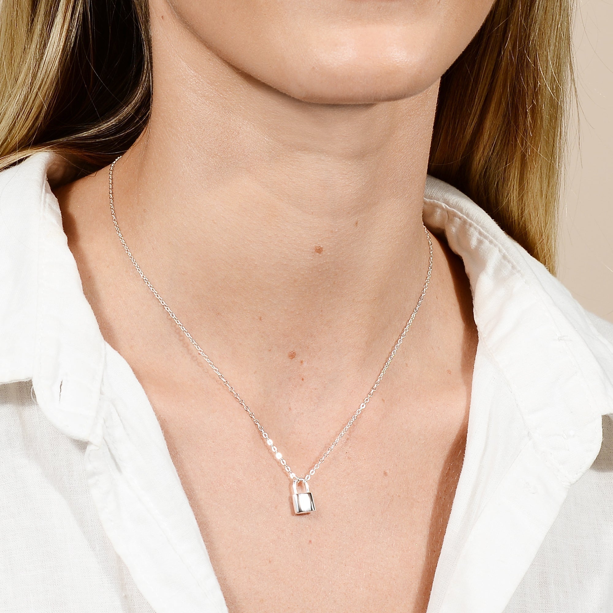 Celyssa Padlock Initial Letter Necklace in 18K Gold Vermeil / L