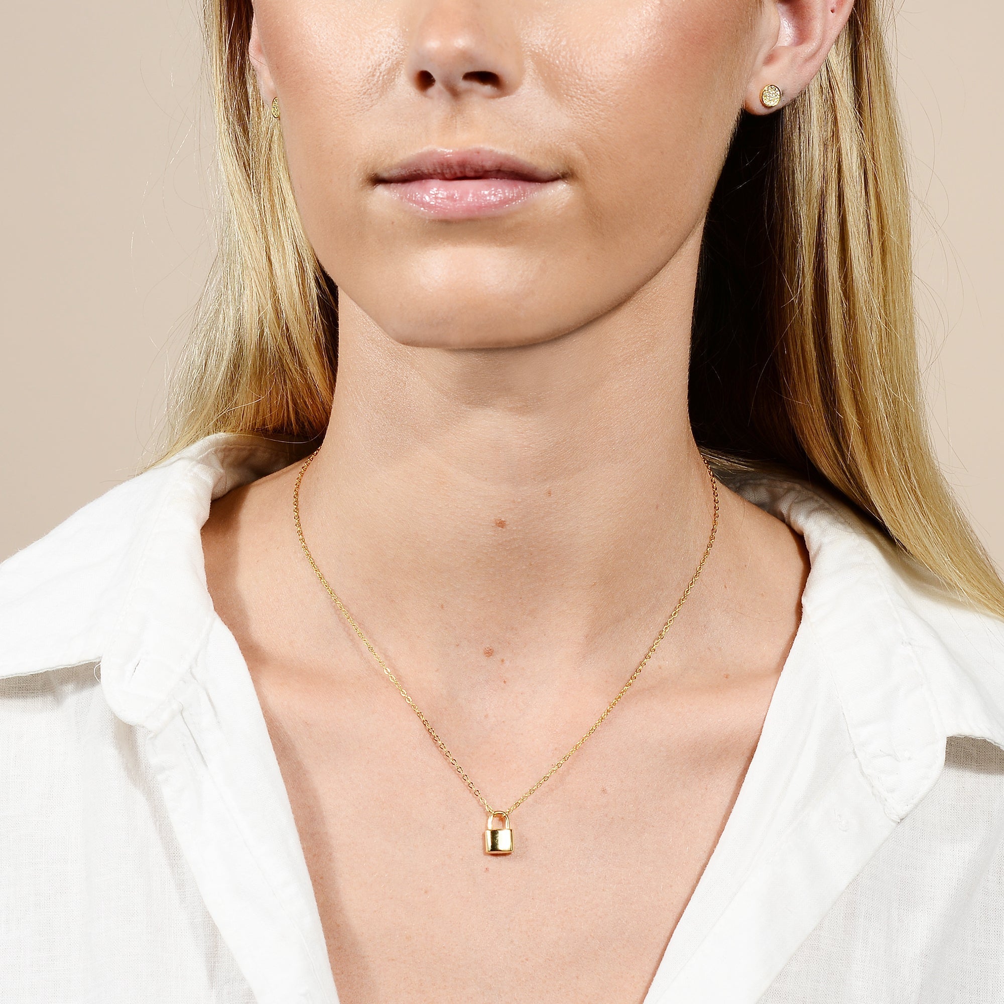 Celyssa Padlock Initial Letter Necklace in 18K Gold Vermeil / J