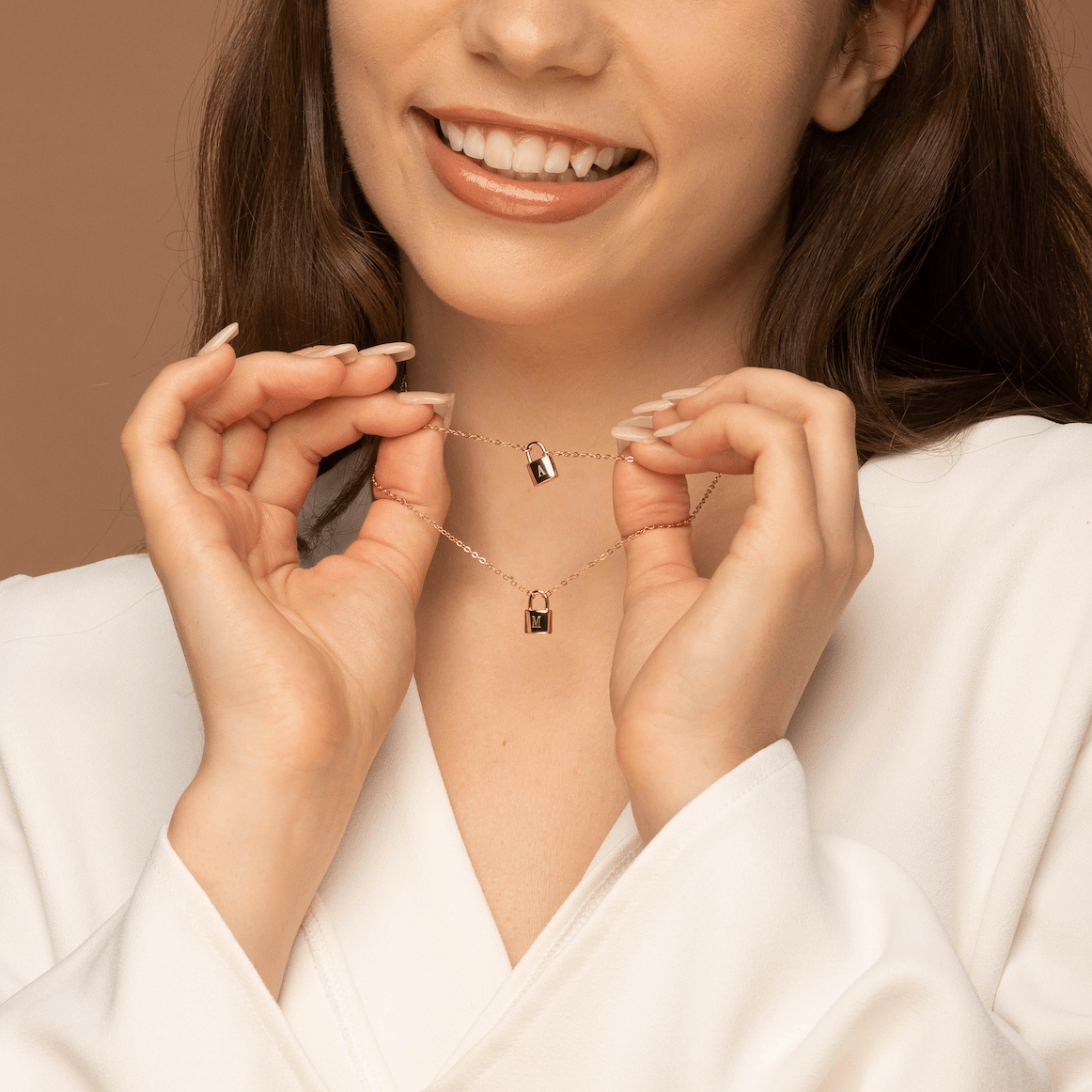 Celyssa Padlock Initial Letter Necklace in 18K Gold Vermeil / D