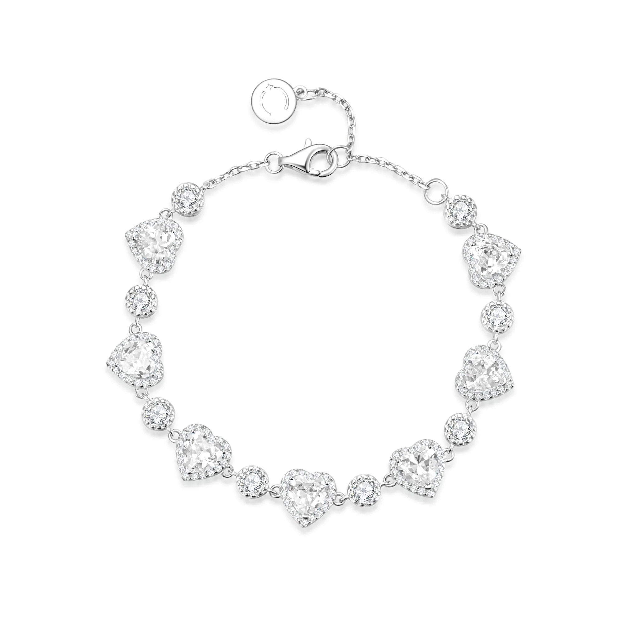 Celyssa Pink Halo Heart Tennis Bracelet